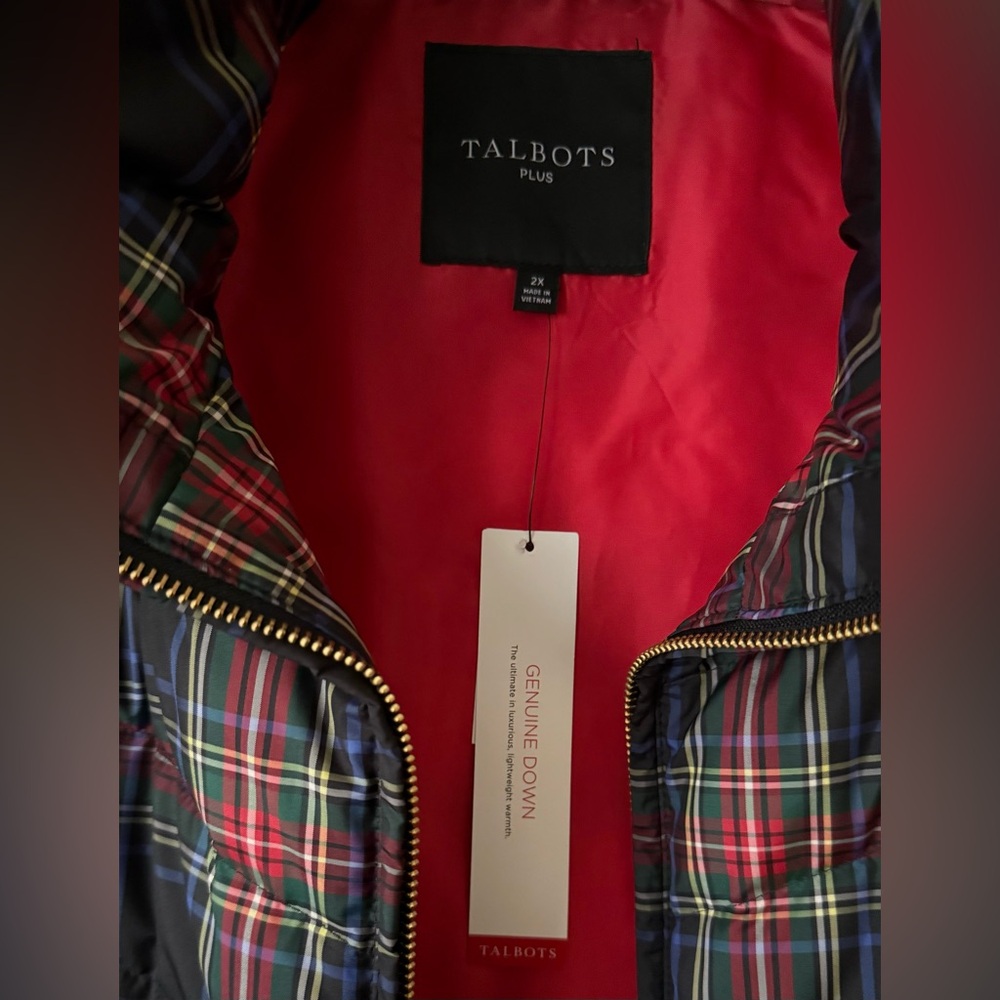 Talbots Plaid Down Puffer Vest - Plus Size - Picture 4 of 5